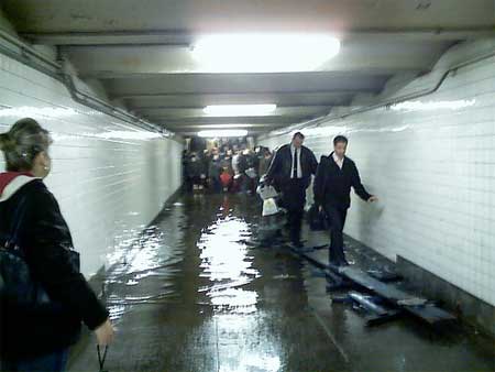 Subway walkway under water