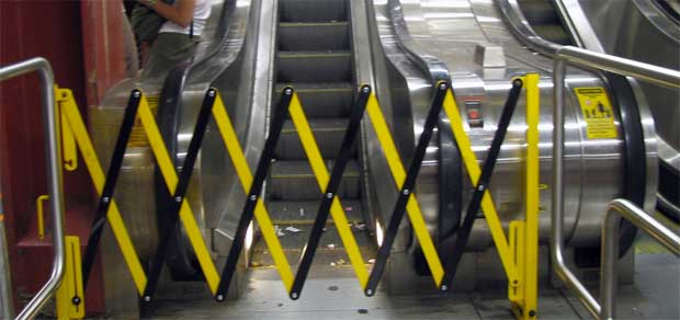 Closed subway escalator