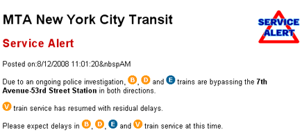 Subway Evacuation MTA Website Showing Delays